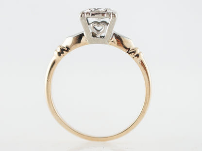 Retro 1940's Two-Tone Diamond Solitaire Engagement Ring