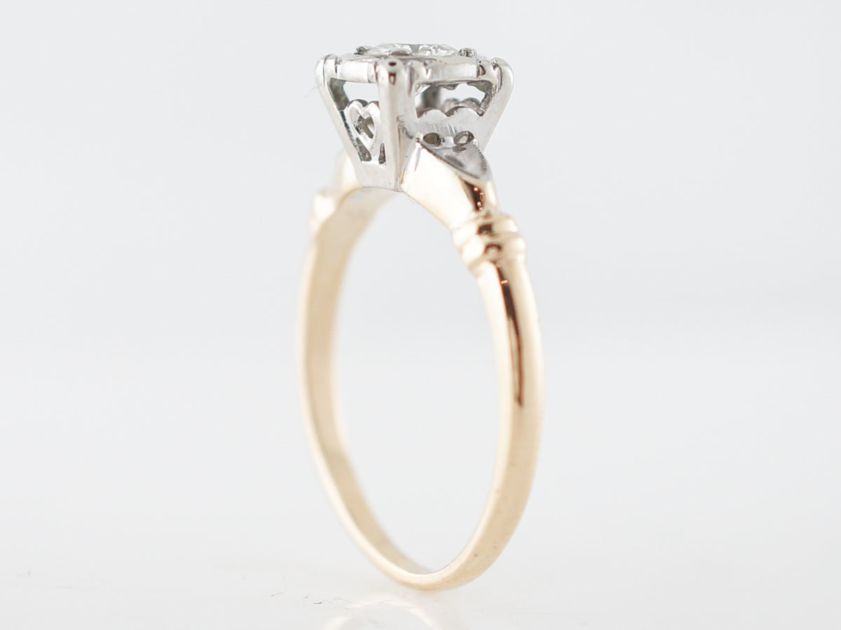 Retro 1940's Two-Tone Diamond Solitaire Engagement Ring