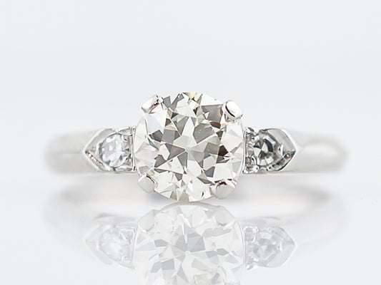 Vintage Engagement Ring Retro .74 Round Brilliant Cut Diamond in Platinum