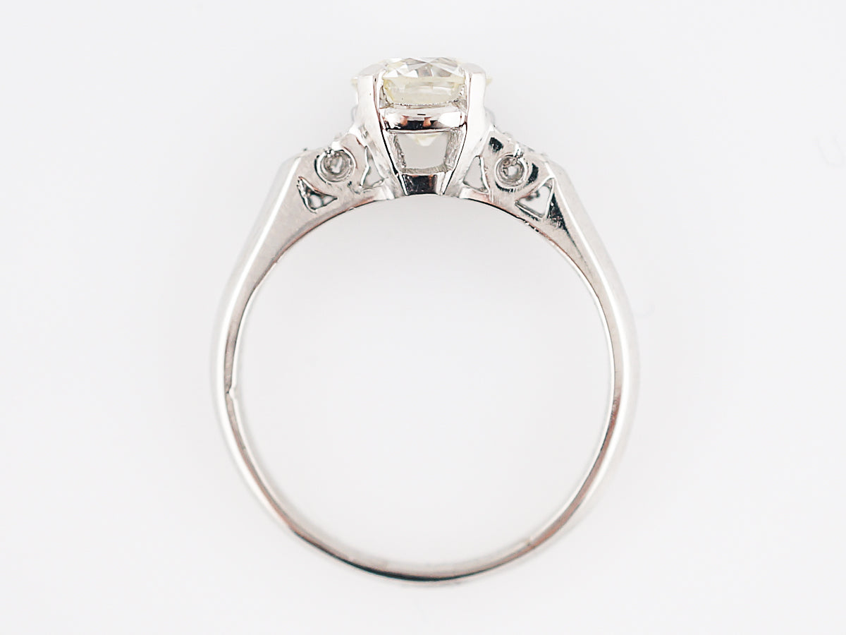Vintage Engagement Ring Retro .74 Round Brilliant Cut Diamond in Platinum