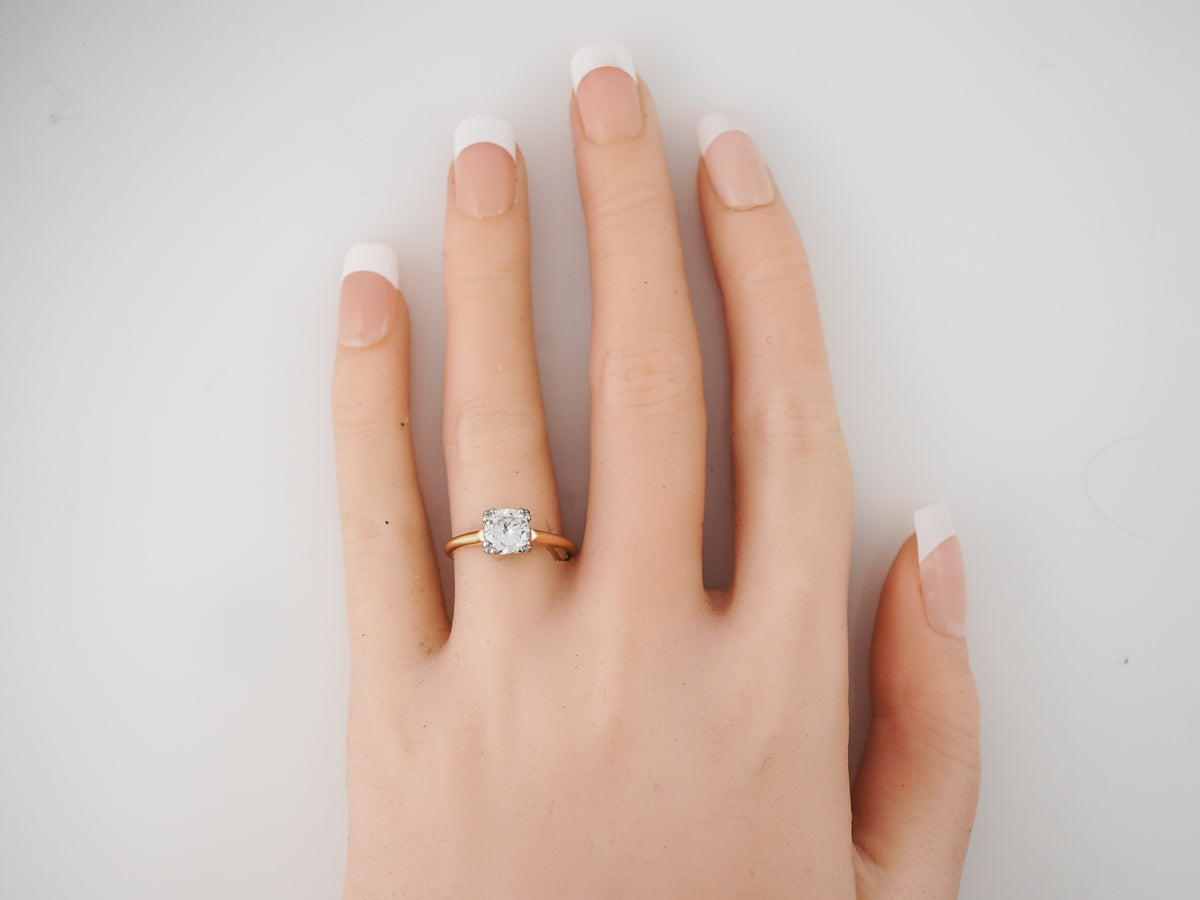 Retro Solitaire Diamond Engagement Ring in Yellow Gold