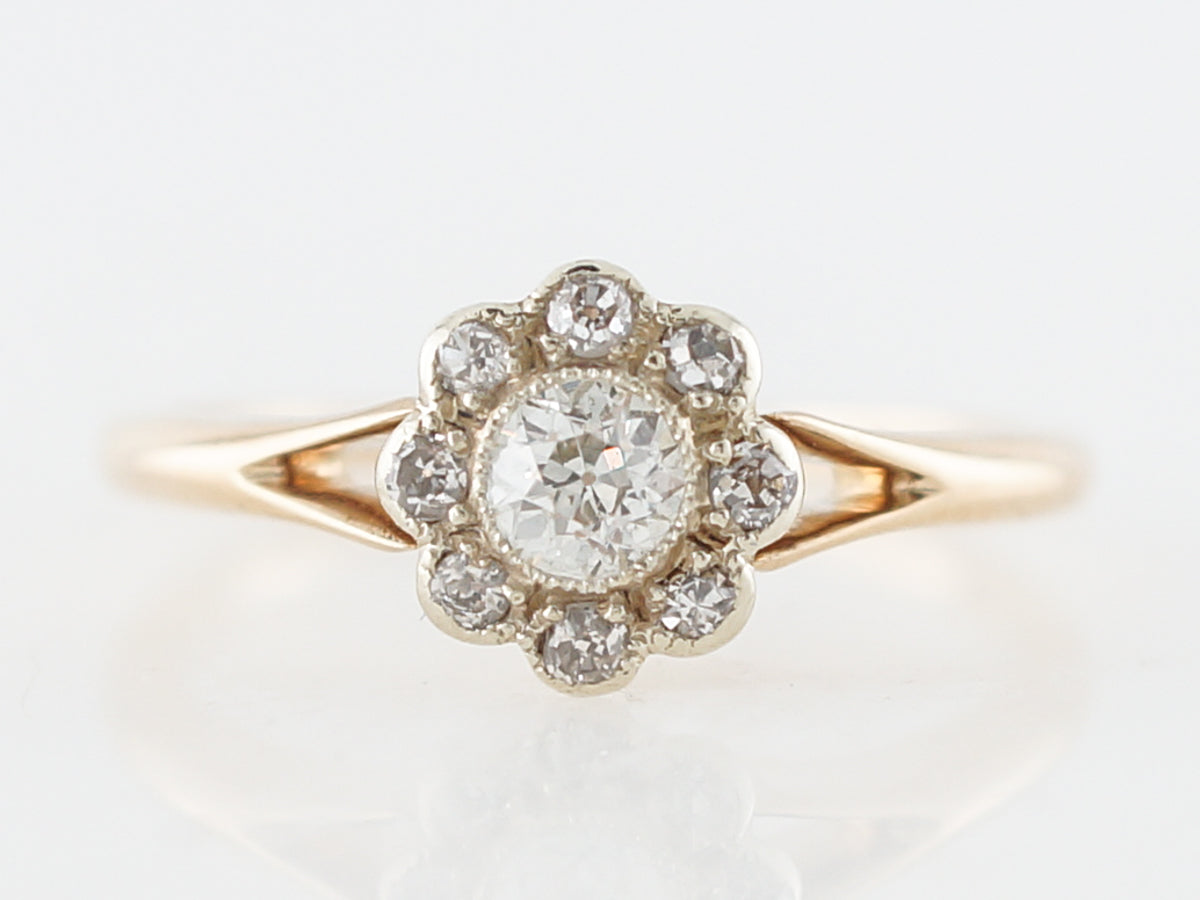Vintage Engagement Ring Victorian .24 Old European Cut Diamond in 14k Yellow Gold