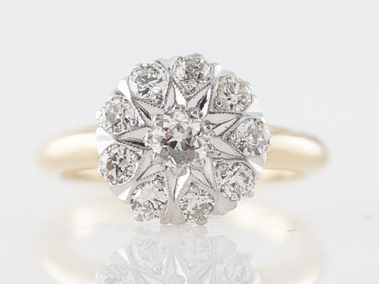Two-Tone Victorian European Cut Diamond Cluster Ring