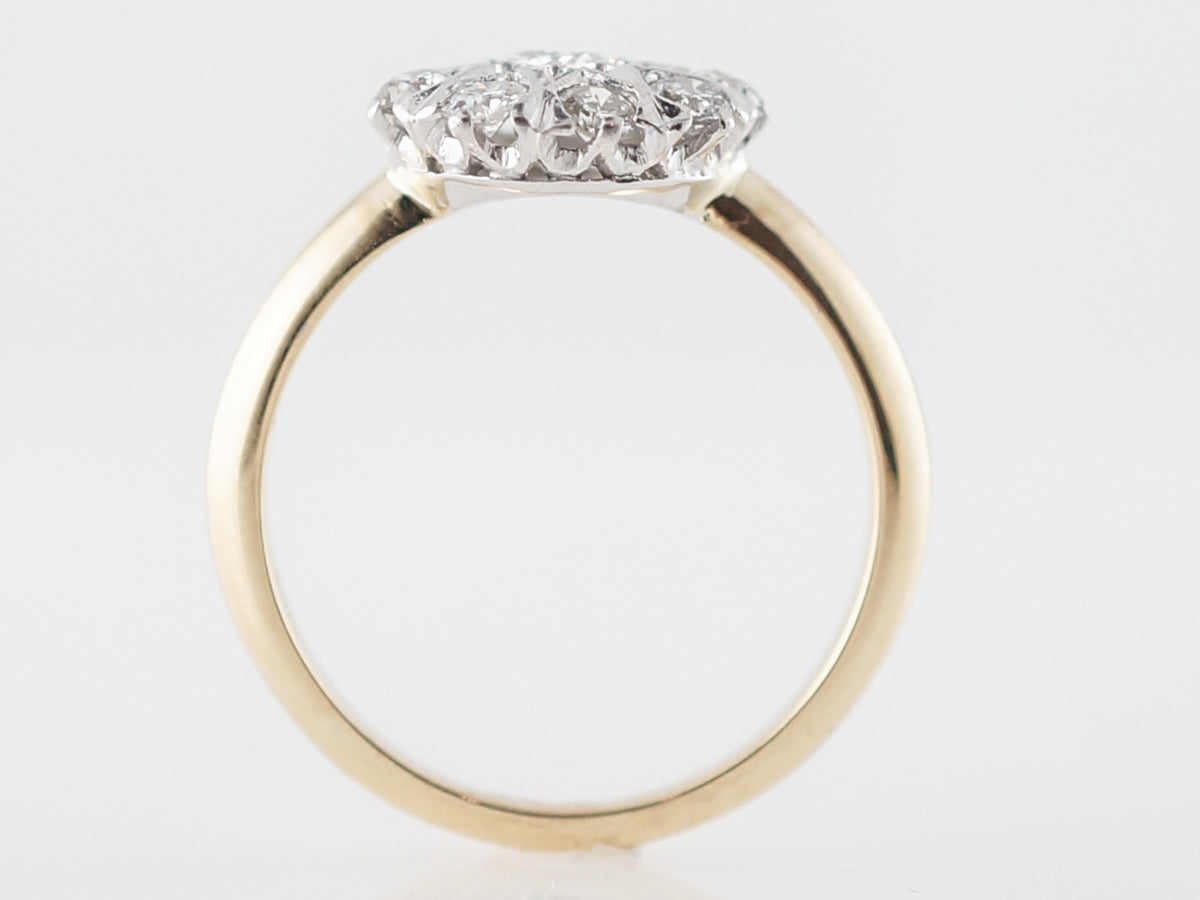 Two-Tone Victorian European Cut Diamond Cluster Ring