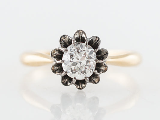 Vintage Old Mine Cut Diamond Solitaire Engagement Ring in Yellow Gold