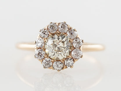 Vintage Victorian Diamond Cluster Engagement Ring in Yellow Gold