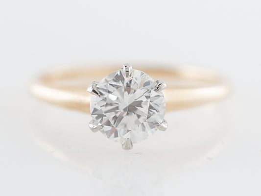 Vintage Engagement Ring Victorian 1.00 Round Brilliant Cut Diamond in 14k Yellow Gold
