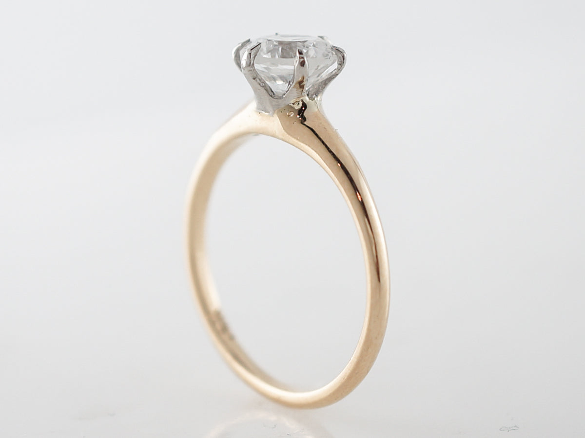 Vintage Engagement Ring Victorian 1.00 Round Brilliant Cut Diamond in 14k Yellow Gold