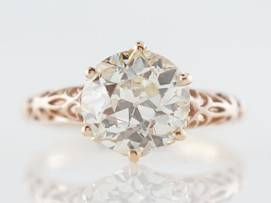 Vintage Victorian Diamond Solitaire Engagement Ring in Rose Gold