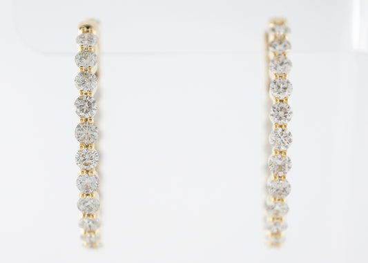 Large Yellow Gold Diamond Hoop Earrings 6 Carats