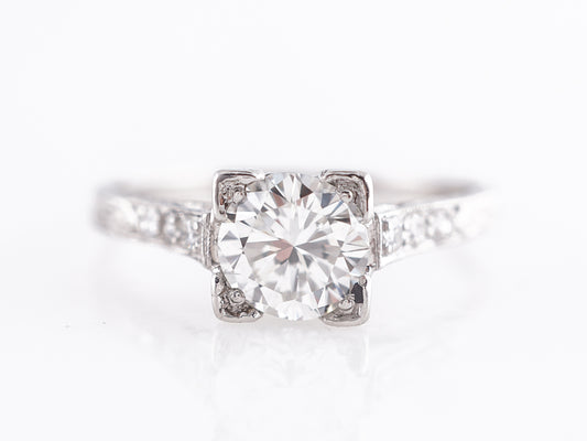 Vintage Inspired Brilliant Cut Diamond Engagement Ring Platinum
