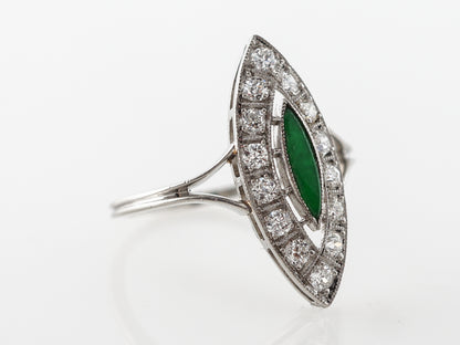 Vintage Jade & Diamond Deco Ring in Platinum