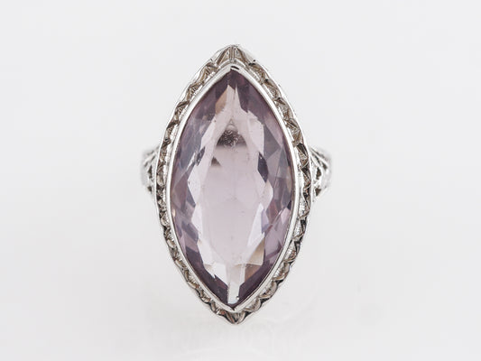 Vintage Solitaire Marquise Amethyst Ring in 14k