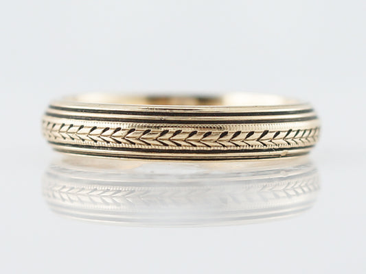 Men's Vintage Wedding Band Retro in 14k Yellow Gold