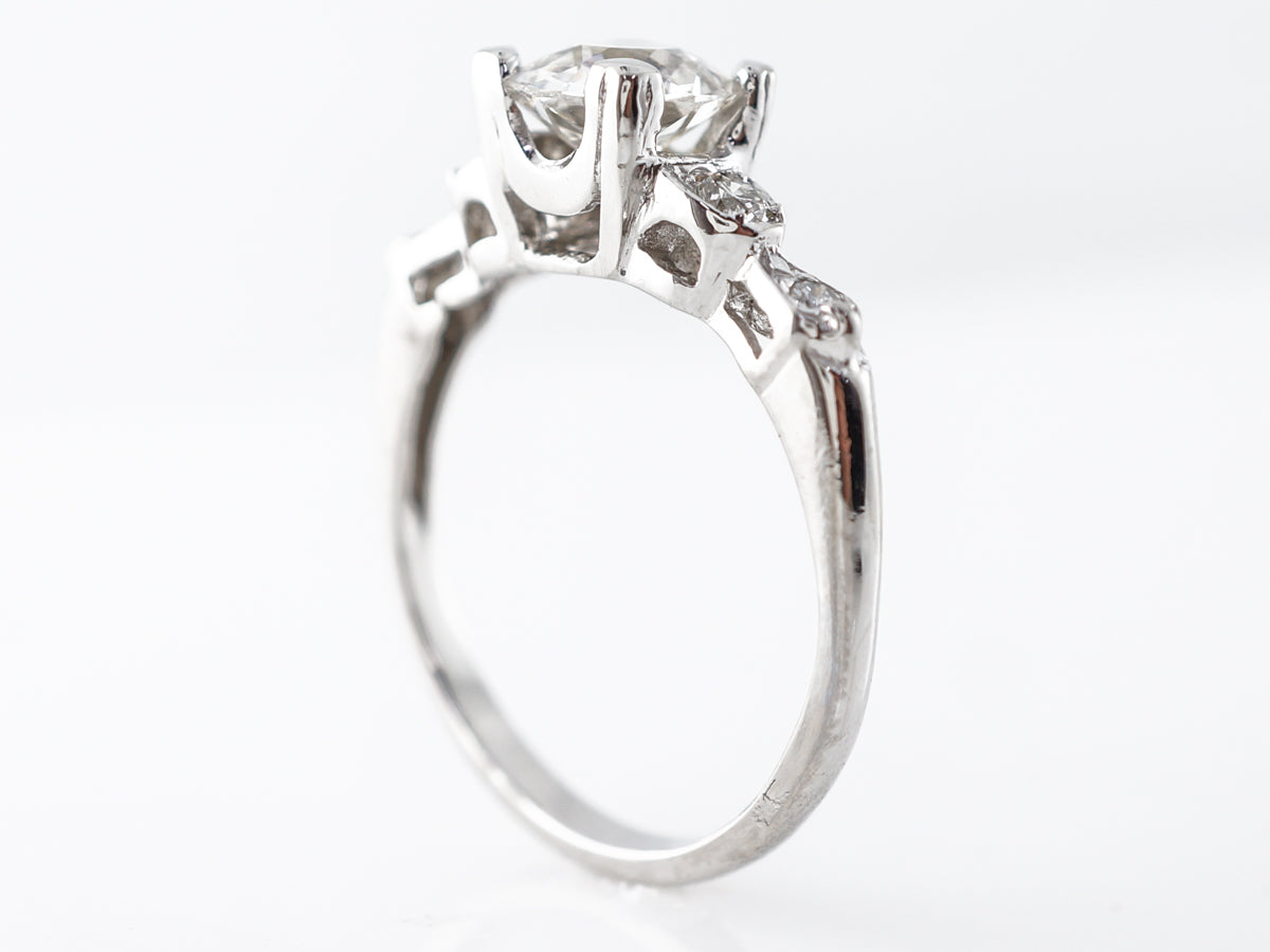 Vintage 1.00 Carat European Diamond Engagement Ring Platinum