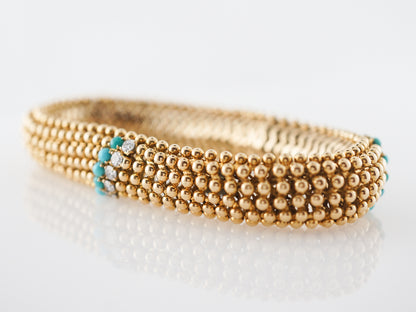 Vintage Diamond & Turquoise Bracelet in Yellow Gold