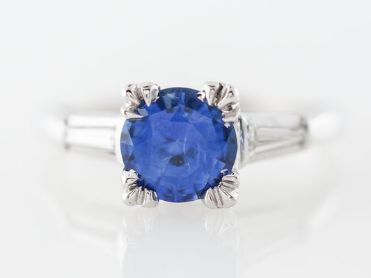 Vintage Mid-Century Engagement Ring w/ Sapphire and Diamonds