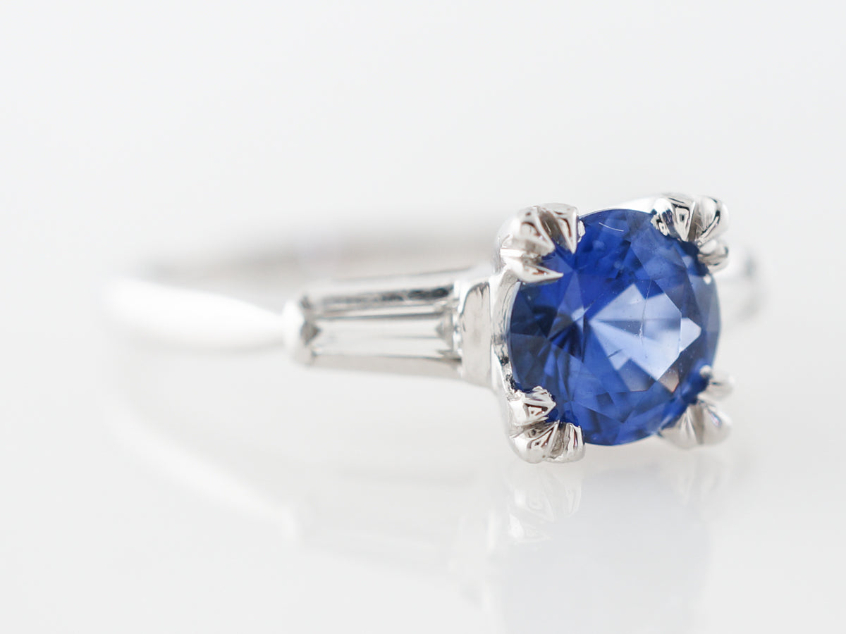Vintage Mid-Century Engagement Ring w/ Sapphire and Diamonds