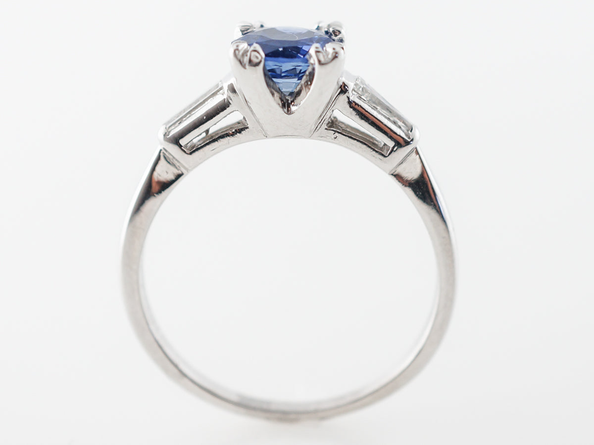 Vintage Mid-Century Engagement Ring w/ Sapphire and Diamonds