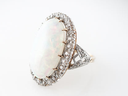 Vintage Mid-Century Opal & Diamond Cocktail Ring