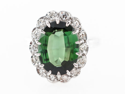 Vintage Mid-Century Tourmaline & Diamond Cocktail Ring