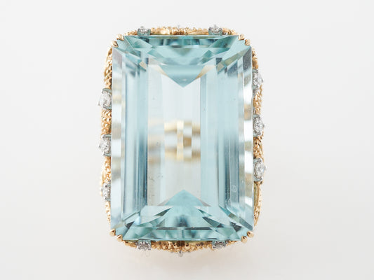1950's Cocktail Ring w/ Aquamarine & Diamonds