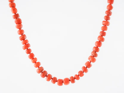 Vintage Coral Beaded Necklace Mid-Century