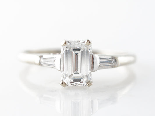 Vintage Mid-Century Emerald Cut Diamond Engagement Ring