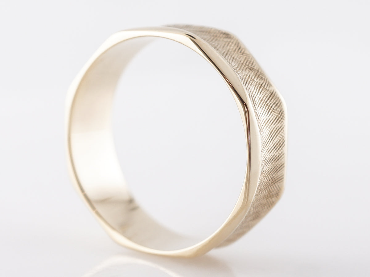 Vintage Textured Men's Band in 14k Yellow Gold