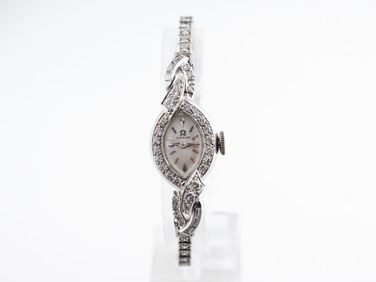 Mid-Century Omega Ladies Watch w/ Diamonds in Platinum