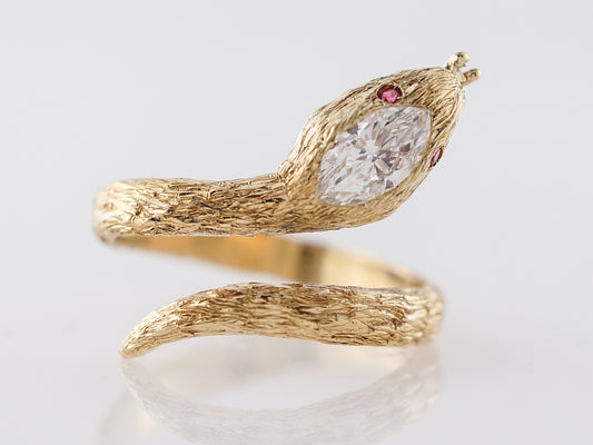 1950's Vintage Diamond Snake Ring in Yellow Gold