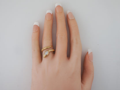 1950's Vintage Diamond Snake Ring in Yellow Gold