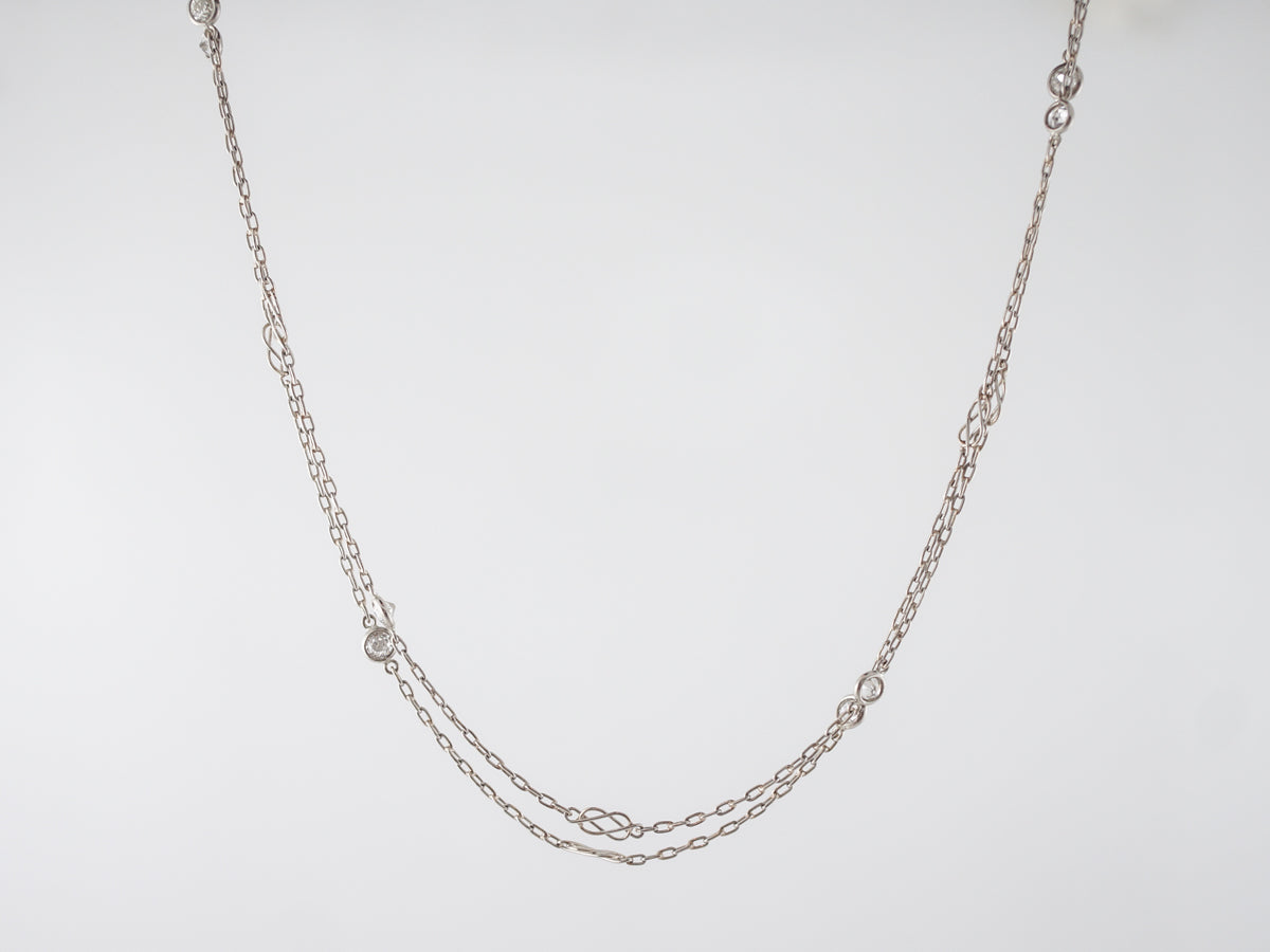 Vintage Necklace Art Deco 1.80 Old European Cut Diamonds in Platinum