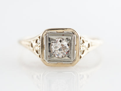 1940's Old Euro Diamond Filigree Engagement Ring