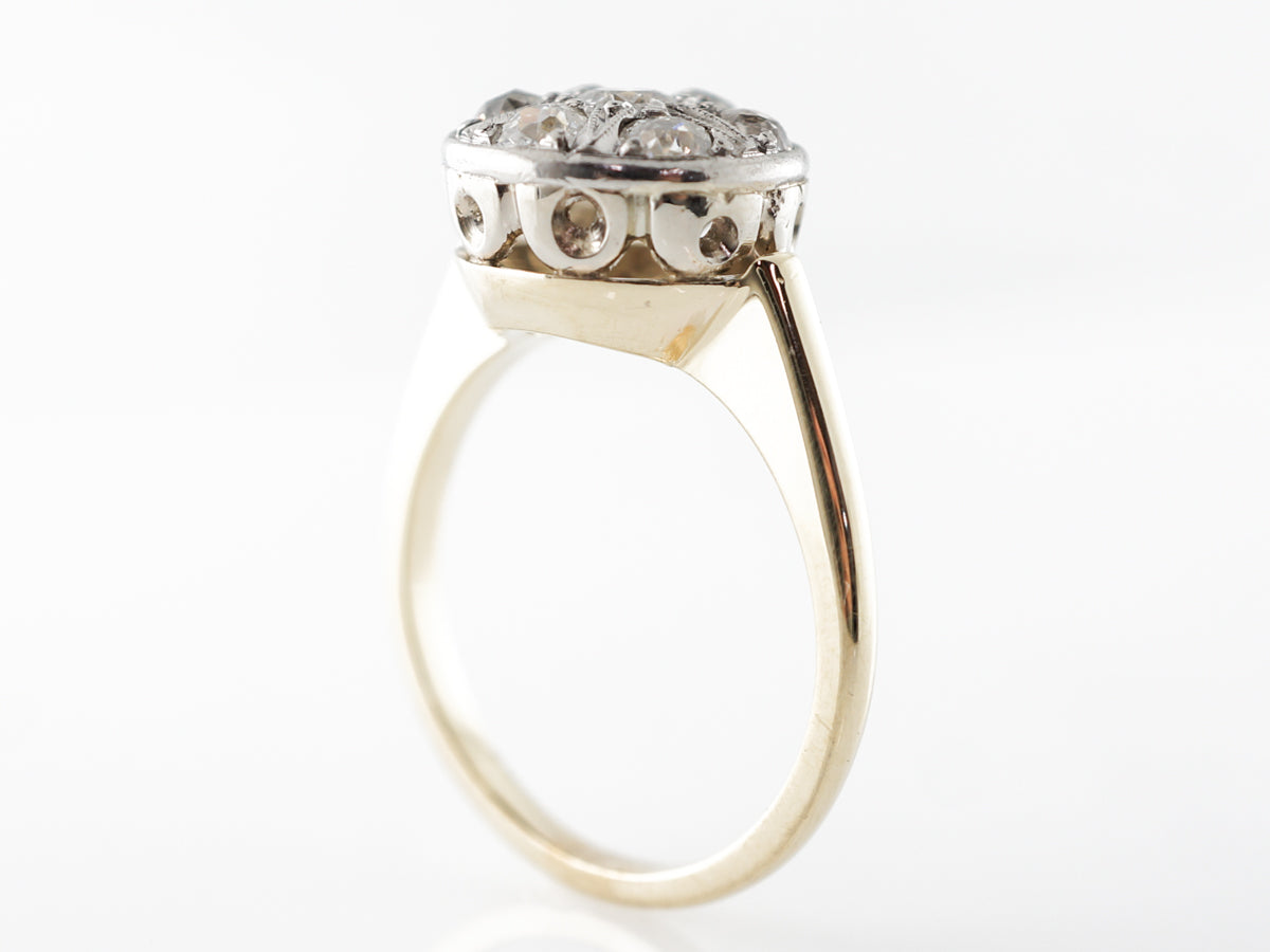 Vintage Old Mine Cut Diamond Cluster Engagement Ring