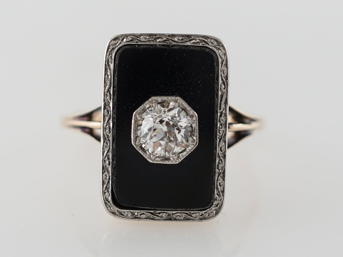 Vintage Art Deco Diamond & Onyx Right Hand Ring
