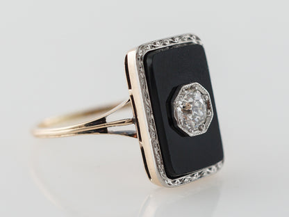 Vintage Art Deco Diamond & Onyx Right Hand Ring