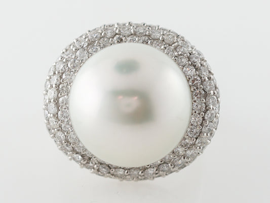 South Sea Pearl & Diamond Ring in Platinum