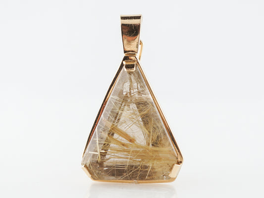 Vintage 1950's Rutilated Quartz Pendant in Yellow Gold
