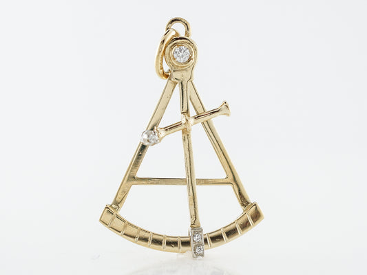 Vintage Pendant Mid-Century .13 Round Brilliant Cut Diamonds in 14k Yellow Gold