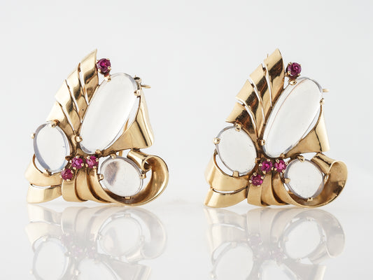 ***RTV11/23***Raymond Yard Vintage Pin Retro 14.06 Cabochon Cut Moonstone in 14k Yellow Gold