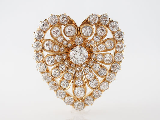 Vintage Pin Victorian 4.17 Old European, Old Mine Cut Diamonds in 14k Yellow Gold
