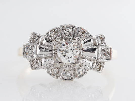 Vintage Retro Cluster Diamond Engagement Ring in 14k