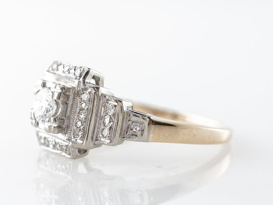 Vintage 1940's Diamond Engagement Ring in White & Yellow Gold