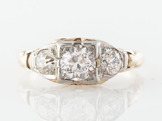 Vintage Retro 3 Stone Diamond Engagement Ring in 14k