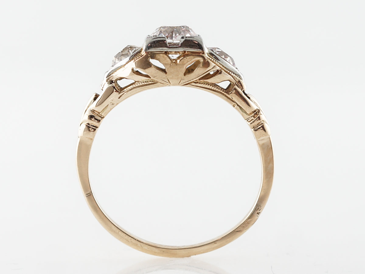 Vintage Retro 3 Stone Diamond Engagement Ring in 14k