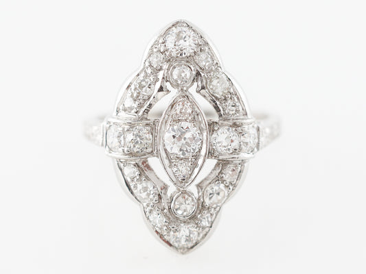 Vintage Art Deco Diamond Right Hand Ring in Platinum