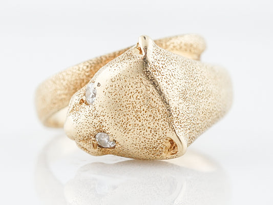 Vintage Right Hand Ring Mid-Century .06 Old European Cut Diamonds in 14k Yellow Gold