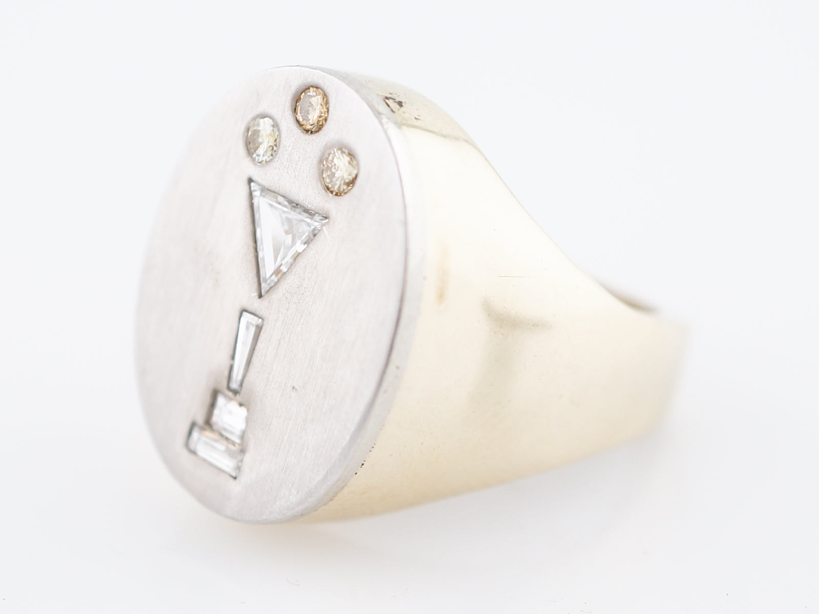 Vintage Right Hand Ring Mid-Century .65 Diamonds in 14k White & Yellow Gold