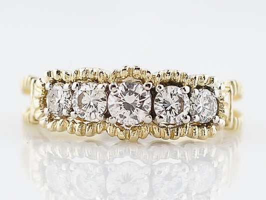 Vintage Right Hand Ring Mid Century 1.05 Round Brilliant Cut Diamonds in 14K Yellow Gold